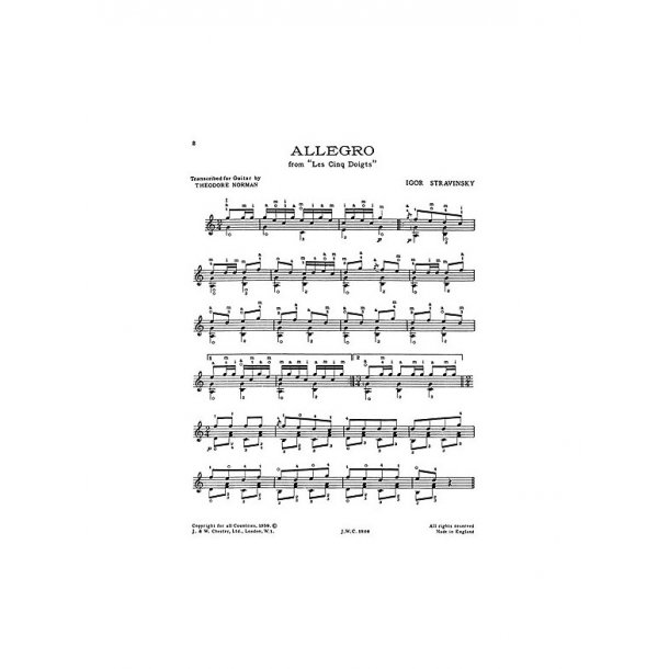 Igor Stravinsky: Allegro From Les Cinq Doigts for Guitar