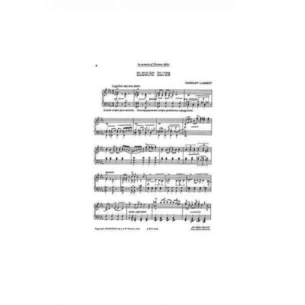 Lambert, C Elegiac Blues For Piano