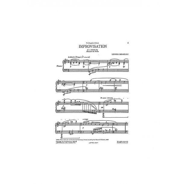 Lennox Berkeley: Improvisation On A Theme Of De Falla Op.55 No.2