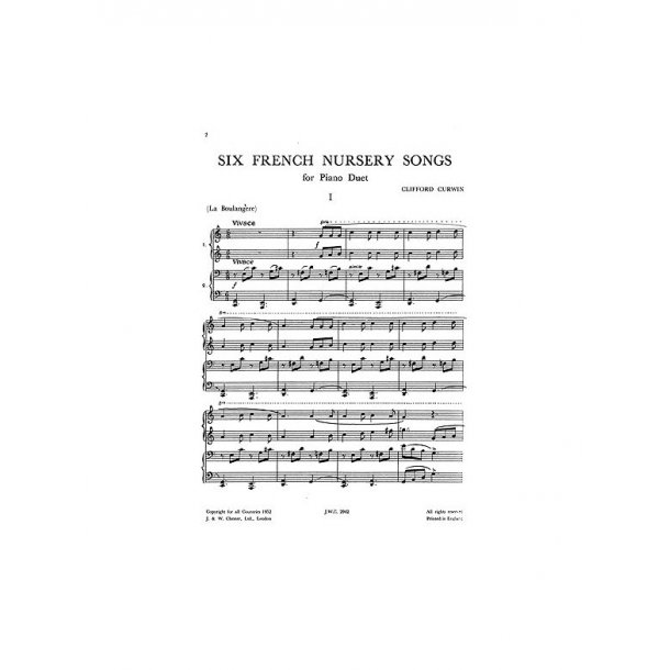 Clifford Curwin: 6 French Nursery Songs For Piano Duet