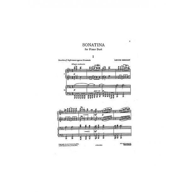 Lennox Berkeley: Sonatina In E Flat Major Op.39 For 4 Hands
