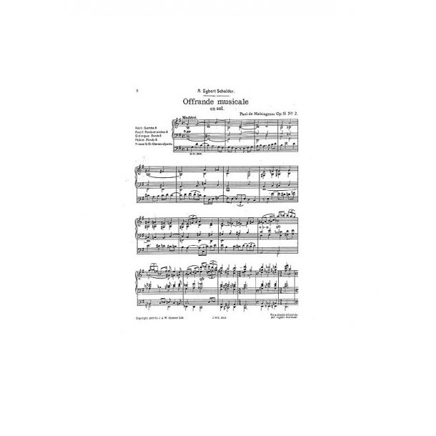 Paul De Maleingreau: Offrande Musicale En Sol Op.18 No.2