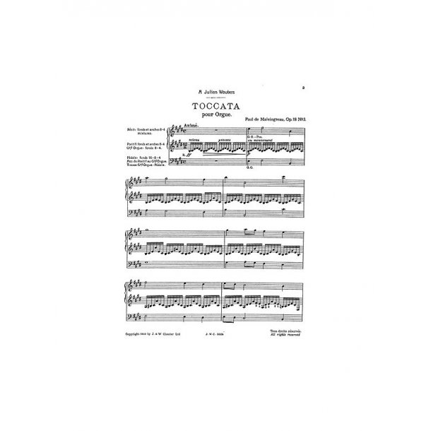 Paul De Maleingreau: Toccata- Offrande Musicale Op.18 No.3