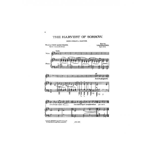 Rachmaninov  The Harvest Of Sorrow Op.4/5  Mez Or Bar/Pf