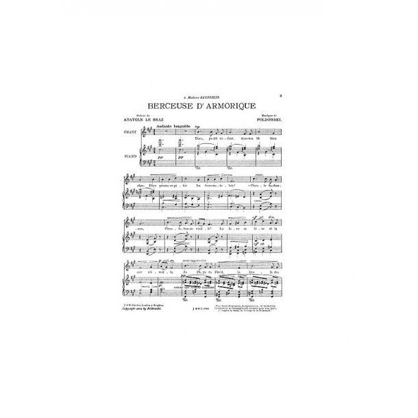Poldowski: Berceuse D'armorique (Voice And Piano)