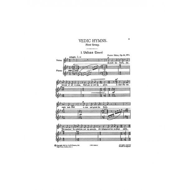 Gustav Holst: Vedic Hymns Op24 for Voice And Piano