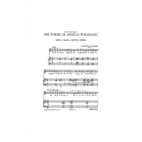 Malipiero: Three Poesie Di Angelo Poliziano for High Voice with Piano acc.