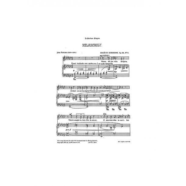 Grappig Beweren Ben depressief Goossens: Melancholy from 'Three Songs Op.26' for Medium Voice and Piano -  Medium Voice - Stepnote Aps