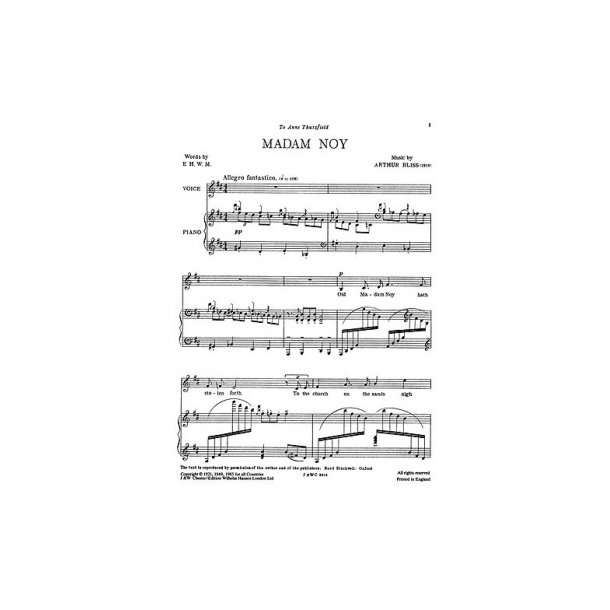 Bliss: Madam Noy (Soprano and Piano Reduction)