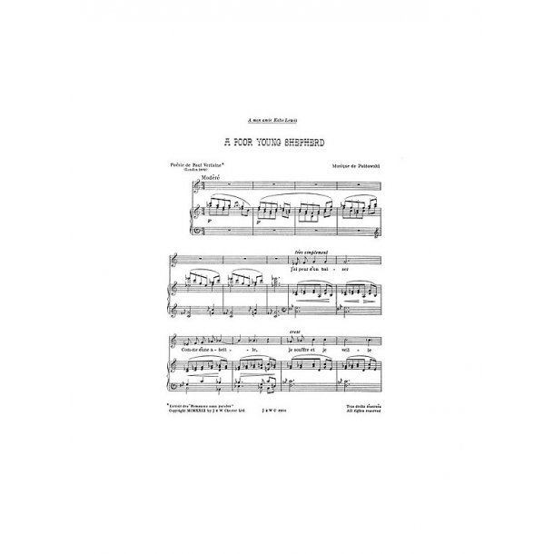 Poldowski: A Poor Young Shepherd for Voice with Piano acc.