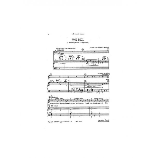 Mario Castelnuovo-Tedesco: Shakespeare Songs Book 10