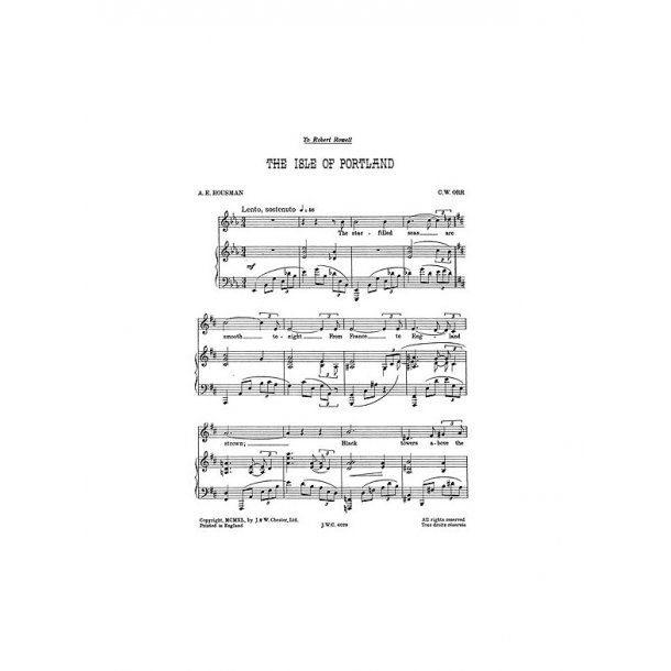 C.W. Orr: The Isle Of Portland for High Voice and Piano