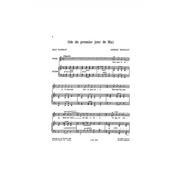 Lennox Berkeley: Ode Du Premier Jour De Mai Op.14 No.2