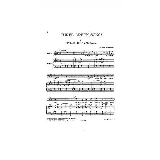 Lennox Berkeley: Three Greek Songs Op.38
