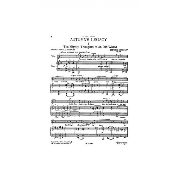 Lennox Berkeley: Autumn's Legacy Op.58