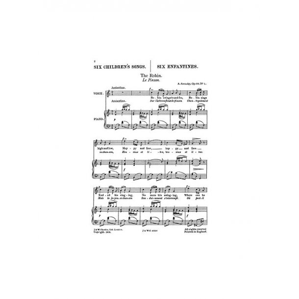 Anton Arensky: Six Childrens Songs