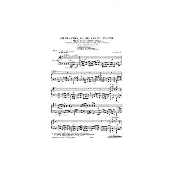 J.S.Bach/Walter Rummel: Ah Ye Who Sinneth Daily
