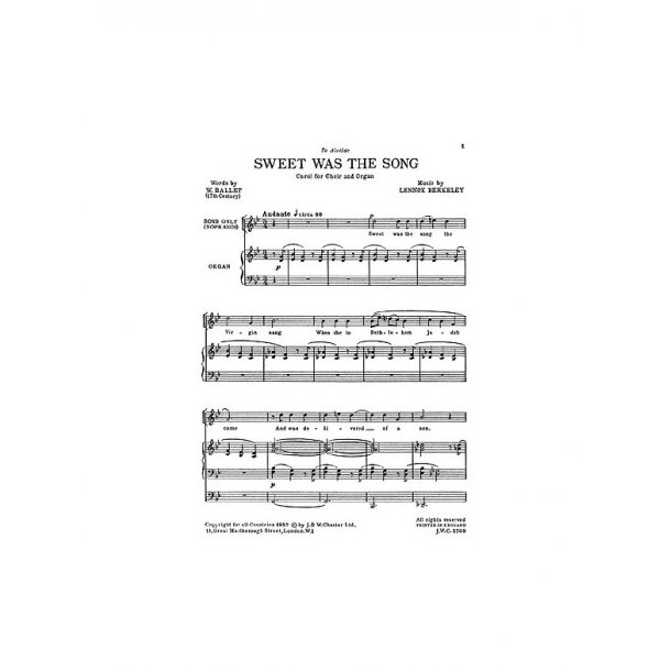 Lennox Berkeley: Sweet Was The Song Op.43 No.3