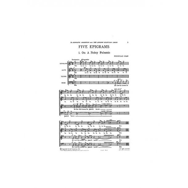Nicholas Maw: Five Epigrams For Mixed Voices