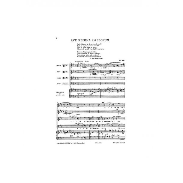 William Byrd: Ave Regina Caelorum (SATB/Piano)