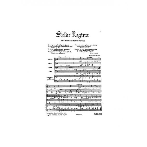 Lotti: Salve Regina  Satb  (L)