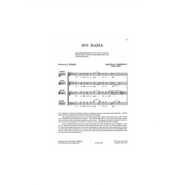 Cornelis Verdonck: Ave Maria (SATB)