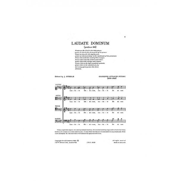 Pitoni: Laudate Dominum (Steele) Satb