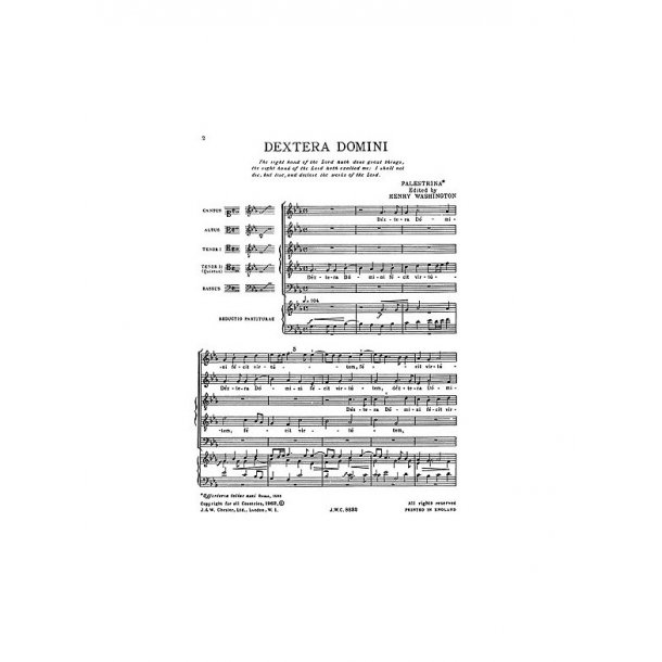 Giovanni Palestrina: Dextera Domini (SATTB)
