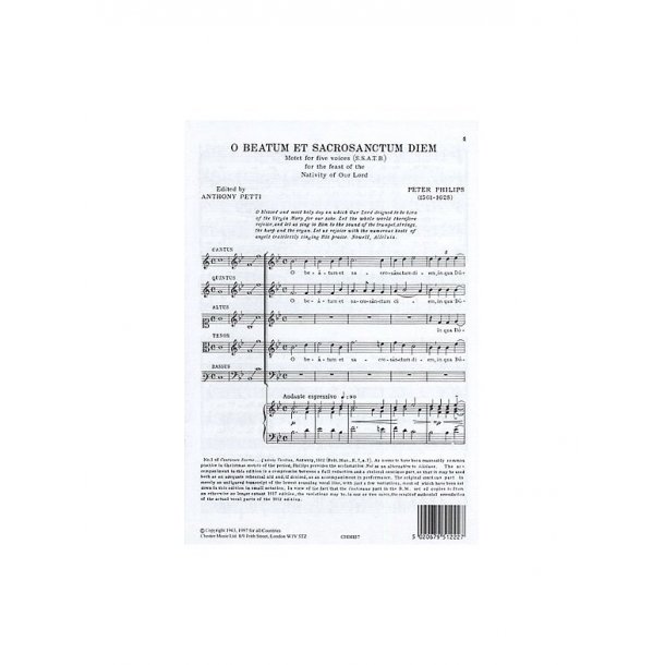 Peter Philips: O Beatum Et Sacrosanctum Diem