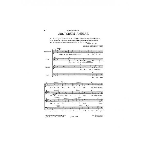 Lennox Berkeley: Justorum Animae Op.60 No.2