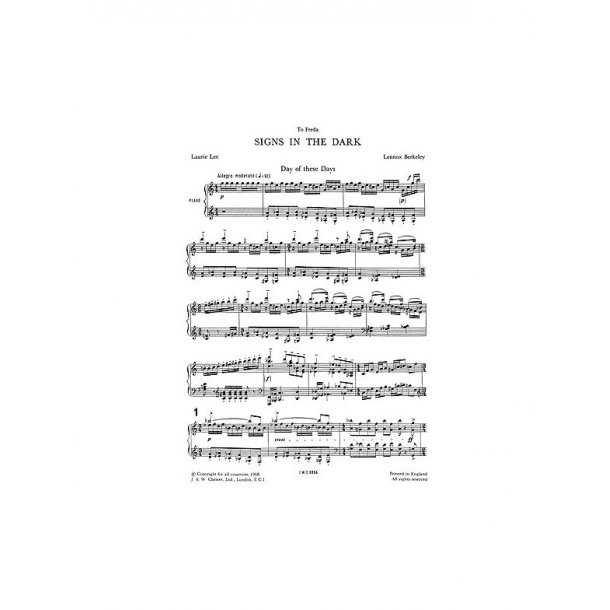 Lennox Berkeley: Signs In The Dark Op.69 (Vocal Score)
