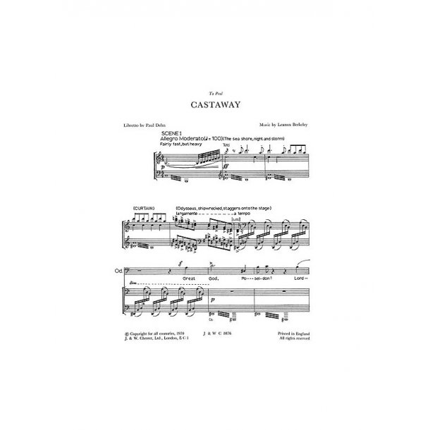 Lennox Berkeley: Castaway (Vocal Score)