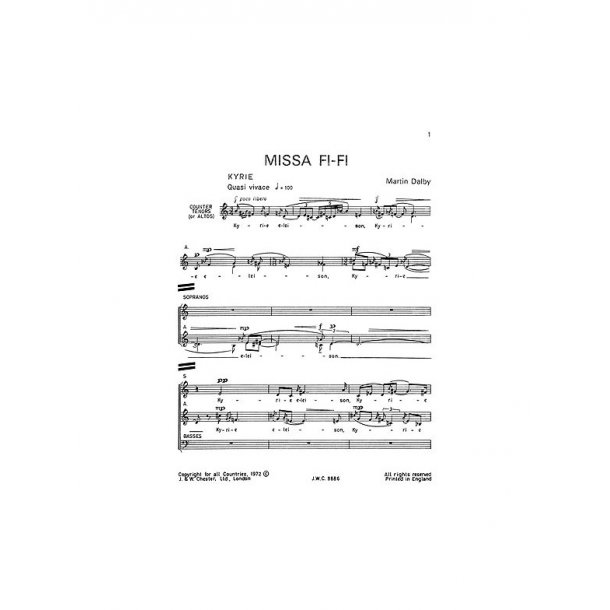 Dalby: Missa Fi-fi  (Vocal Score)