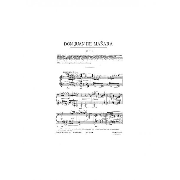 Goossens: Don Juan De Manara (Vocal Score)