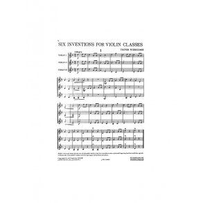 Widdicombe, T Six Inventions For Violin Classes Score And Parts