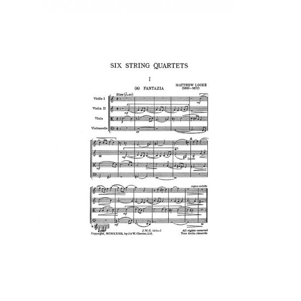Matthew Locke: String Quartet No.1 (Miniature Score)