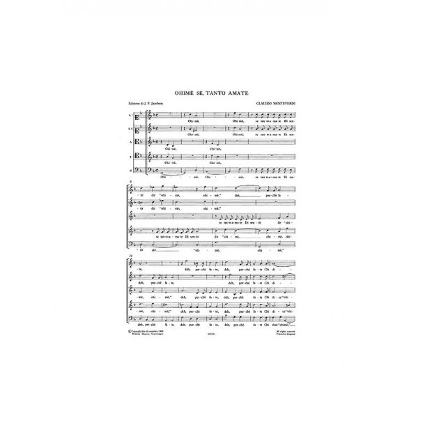 Monteverdi, C Ohime Se, Tanto Amate Ssatb