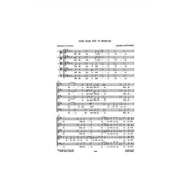 Monteverdi, C Che Dar Piu Vi Poss'io Ssatb