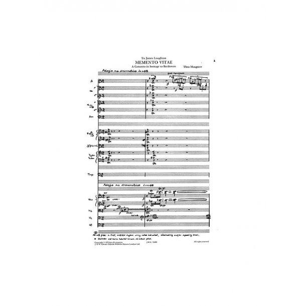 Thea Musgrave: Memento Vitae Orchestra (Full Score)