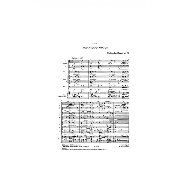 Christopher Brown: Hodie Salvator Apparuit for SATB Chorus With Soli