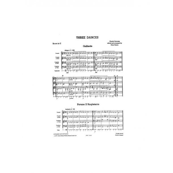Claude Gervaise: Three Dances - Brass Quartet (Just Brass No.4)