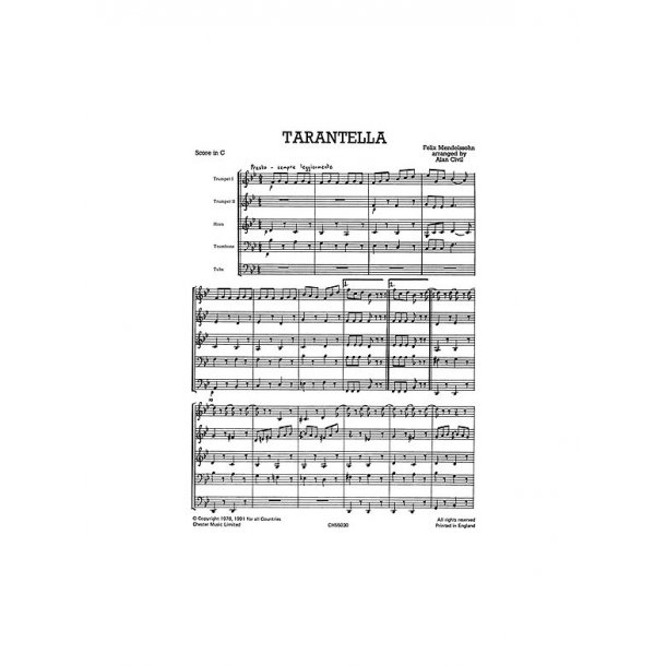 Felix Mendelssohn: Tarantella - Brass Quintet (Just Brass No.16)