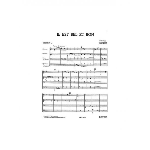 Pierre Passereau: Il Est Bel Et Bon - Brass Quartet (Just Brass No.21)
