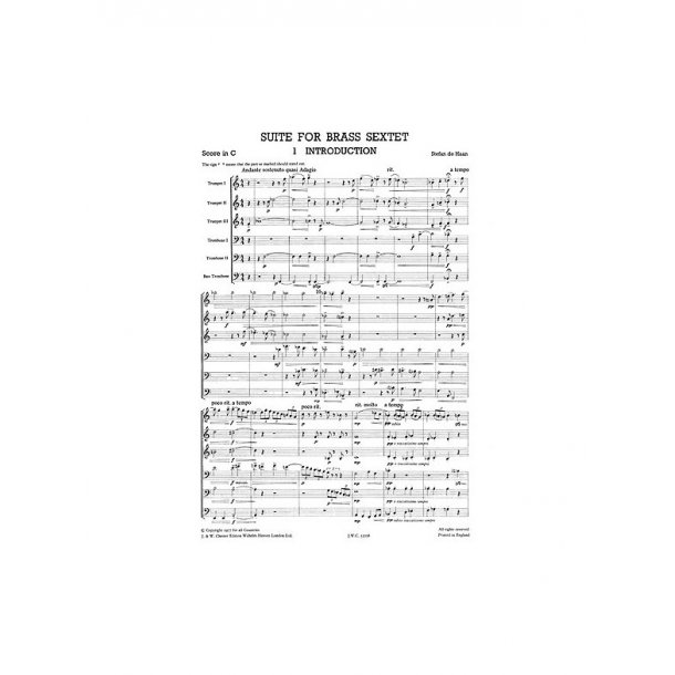 Jan De Haan: Suite For Brass Sextet (Just Brass No.24)