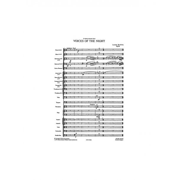 Lennox Berkeley: Voices Of The Night Op.86 for Orchestra (Miniature Score)
