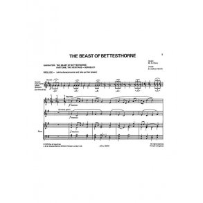 The Beast Of Bettesthorne Piano Score and Parts (Voices and Recorders, 15 Libretti 5 Percussion)