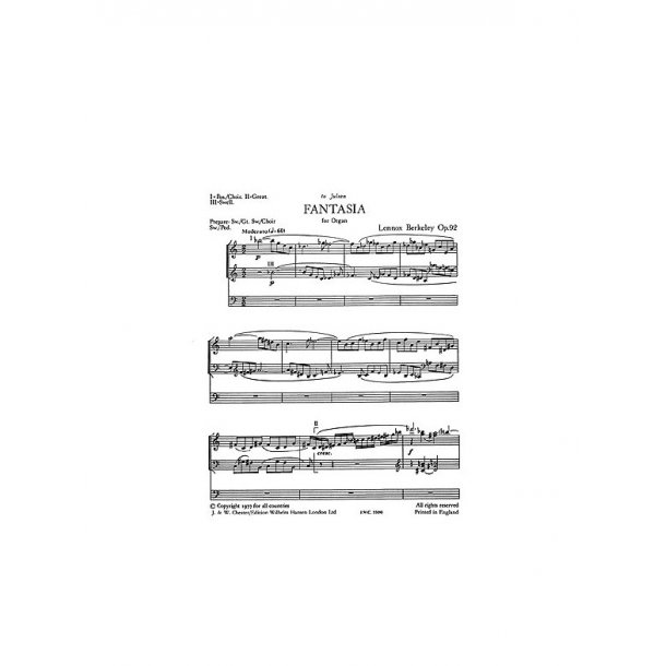 Lennox Berkeley: Fantasia For Organ Op.92
