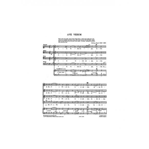 Byrd, W Ave Verum Satb (From Chester Motet Book 2-english)