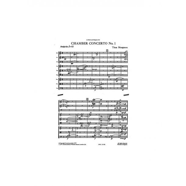 Thea Musgrave: Chamber Concerto No.1 For Nine Instruments (Full Score)