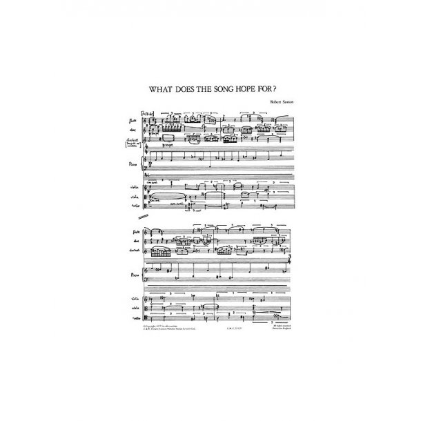 Robert Saxton: What Does The Song Hope For? (Study Score)